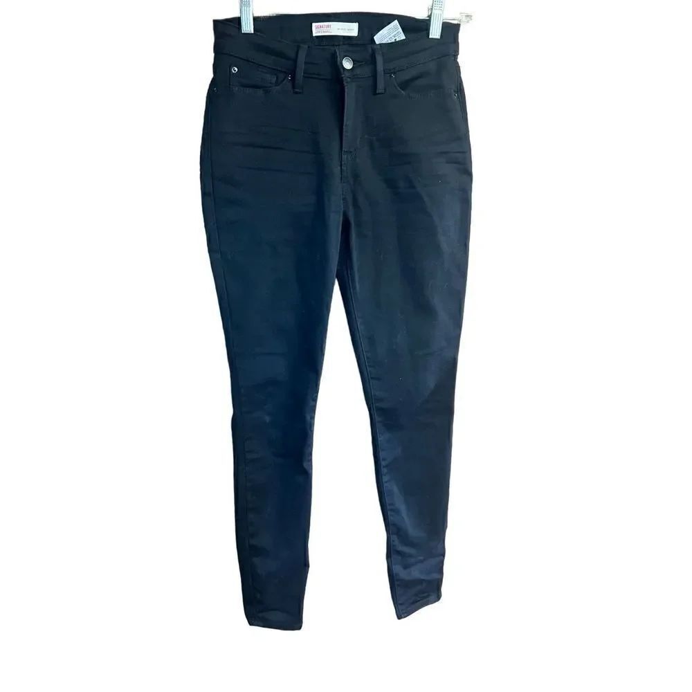 Signature by Levi Womans Mid Rise Skinny Black Jeans Sz 26/29
